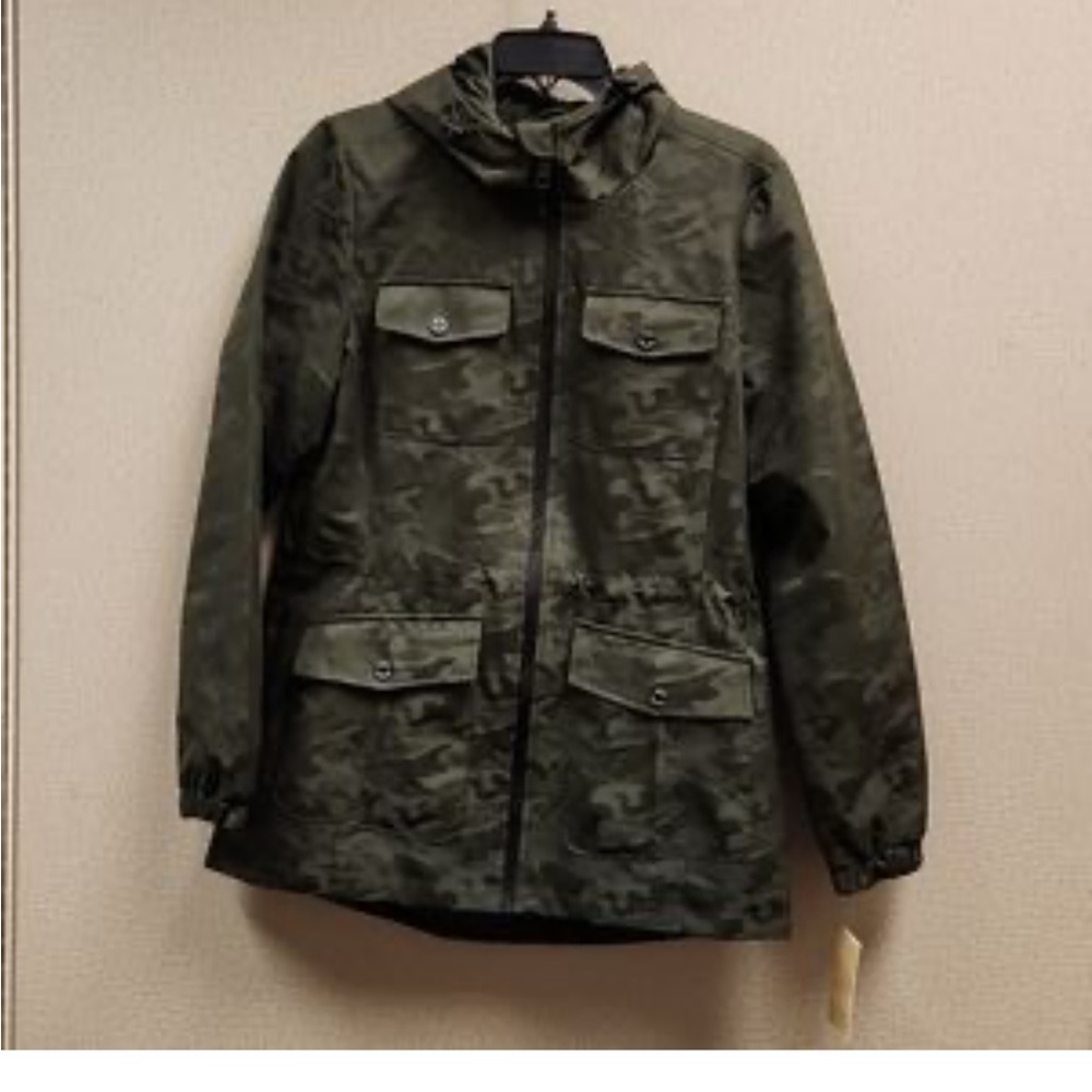 NWT Michael Kors Hooded Anorak Jacket Olive Camo Green Small